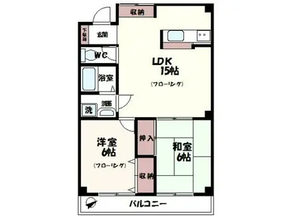 パレスフリージア(2LDK/2階)の間取り写真