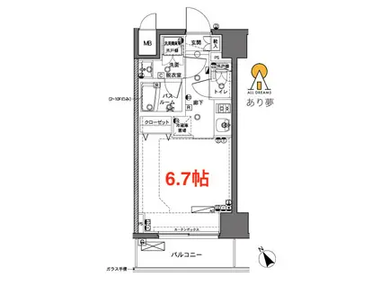 ZOOM横浜(1K/4階)の間取り写真