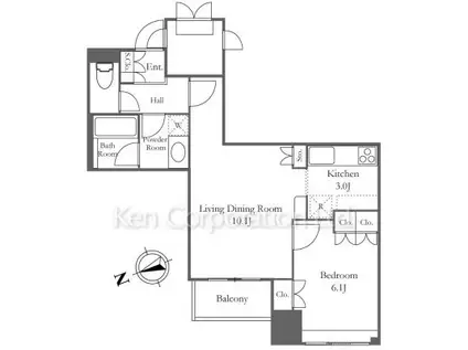 ウエストパークタワー池袋(1LDK/2階)の間取り写真
