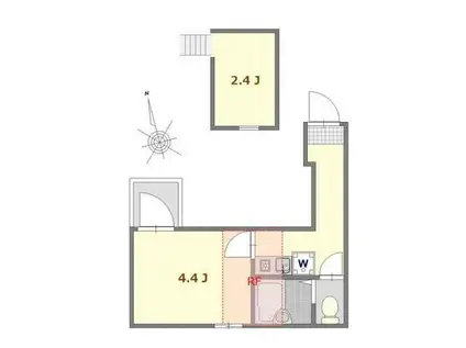 シャンテ谷在家(1K/3階)の間取り写真