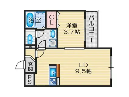 BLANCOSTA TOYONAKAMINAMI(1LDK/3階)の間取り写真