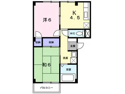 ファミール鐙(2K/2階)の間取り写真