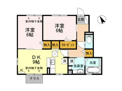 グランドソレイユ(2DK/1階)の間取り写真