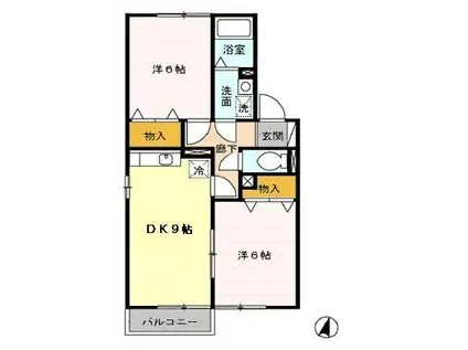 モアリエ(2DK/1階)の間取り写真