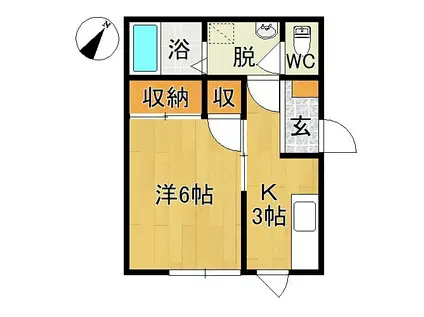 GALLERY SII(1K/2階)の間取り写真