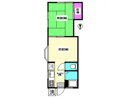 河原コーポ(2K/1階)の間取り写真