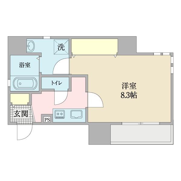 K SMART IMAIKE(1K/3階)の間取り写真