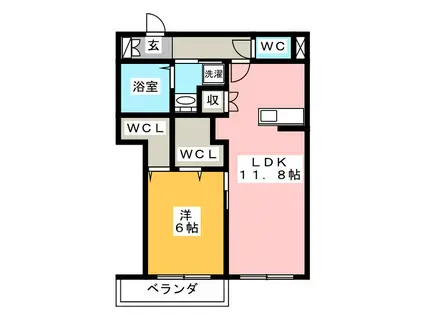 ソルクレスト(1LDK/2階)の間取り写真