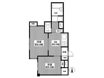 山田マンション(2DK/4階)の間取り写真