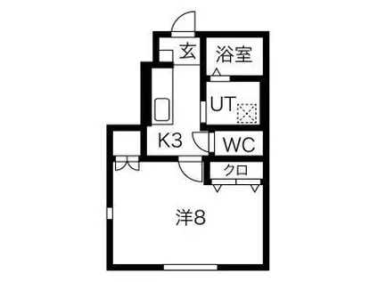 ワンリッチ上野町B(1K/1階)の間取り写真