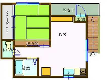 ふるやコーポ(1DK/2階)の間取り写真