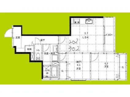 ヒーリンググレース高槻高西町B棟(2LDK/2階)の間取り写真