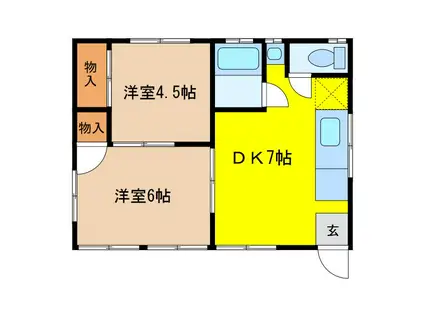 コーポM TRY(2DK/1階)の間取り写真