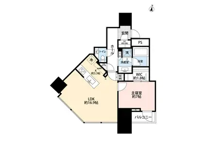 パークコート渋谷 ザ タワー(1LDK/7階)の間取り写真