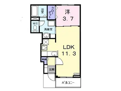 HINOKI(1LDK/1階)の間取り写真