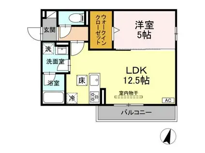 WISE SQUARE(1LDK/1階)の間取り写真