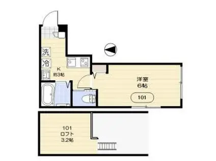 EASE-イーズ-(1K/1階)の間取り写真