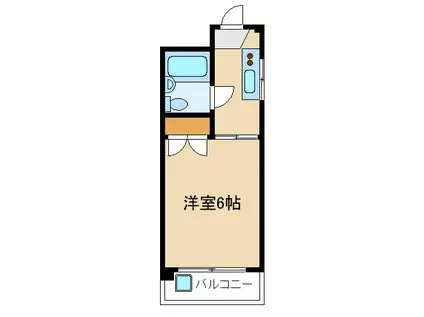 ヤングビレッジ(1K/2階)の間取り写真