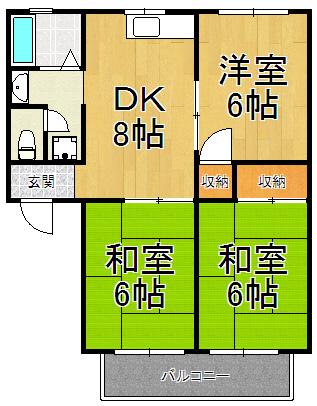 ルミエール中山(3DK/1階)の間取り写真