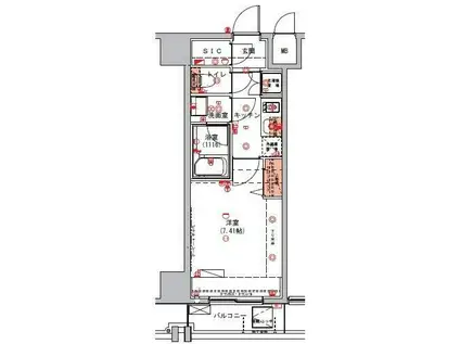 ハーモニーレジデンス錦糸町002(1K/6階)の間取り写真