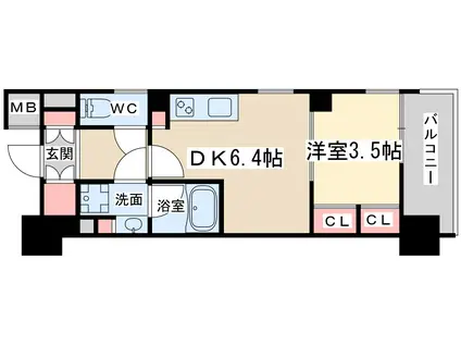 アーバンドルフ天満(1DK/6階)の間取り写真