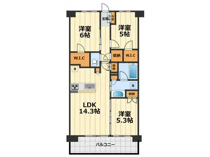 シティテラス大和 ブリーズコート(3LDK/6階)の間取り写真