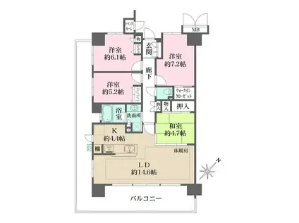 ザ・レジデンス廿日市駅前(4LDK/4階)の間取り写真