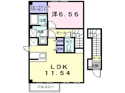ハッピーライフB(1LDK/2階)の間取り写真
