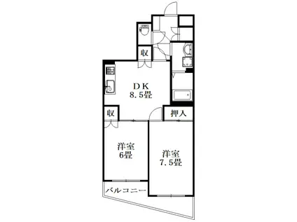 EXE古川(2DK/4階)の間取り写真