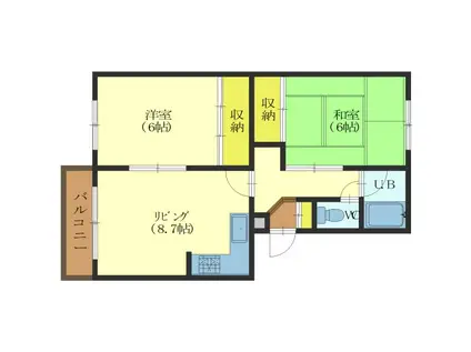アメニティ駒場(2LDK/4階)の間取り写真