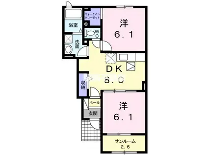 アマン・グローブ(2DK/1階)の間取り写真