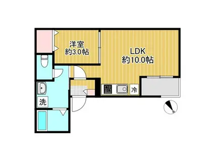 SHOKEN VILLA川名(1LDK/1階)の間取り写真