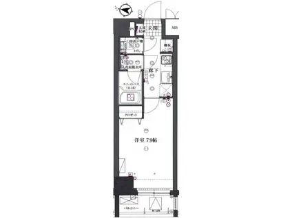 RISING PLACE向島(1K/4階)の間取り写真