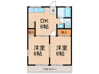 ソレアード(2DK/1階)の間取り写真