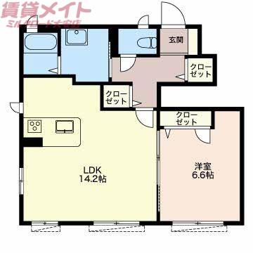 リーフガーデンハイツA棟(1LDK/1階)の間取り写真