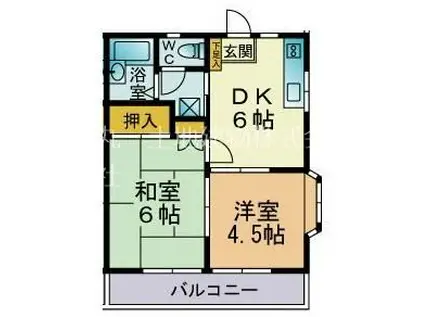 ホワイトハイム(2DK/2階)の間取り写真