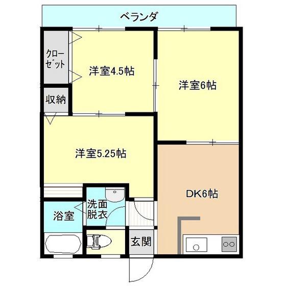 パナハイツおおだて(3DK/2階)の間取り写真