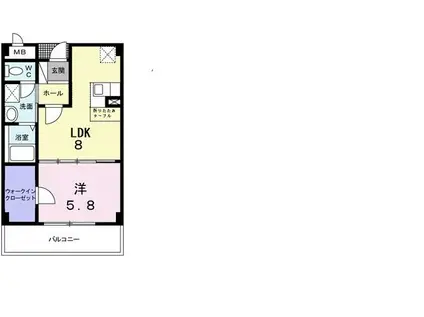 アンソレイエ(1LDK/2階)の間取り写真