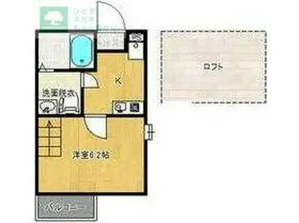 LUCE東船橋(1K/2階)の間取り写真