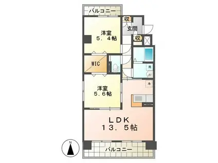 アンジューV(2LDK/5階)の間取り写真