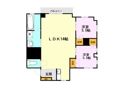 ボヌール御船(2LDK/2階)の間取り写真