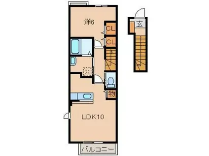 ラ・ロマネ(1LDK/2階)の間取り写真