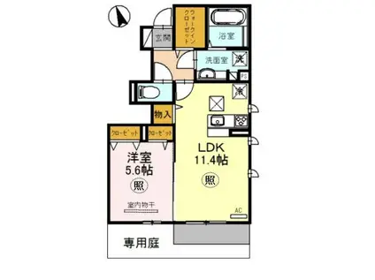 フルール ドゥ ソレイユ I(1LDK/1階)の間取り写真