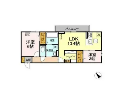 MORIYA A-ONE(2LDK/1階)の間取り写真