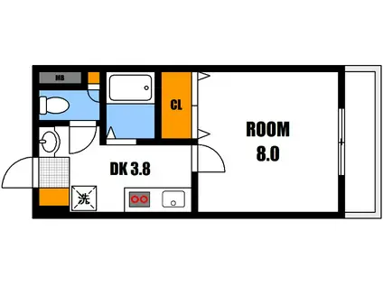 ラフォーレ祇園(1K/3階)の間取り写真