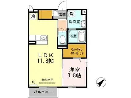 プログレスI(1LDK/2階)の間取り写真