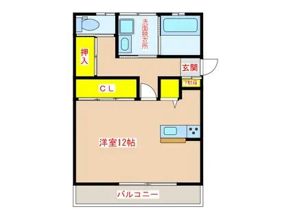 コーポサカエ12(ワンルーム/1階)の間取り写真