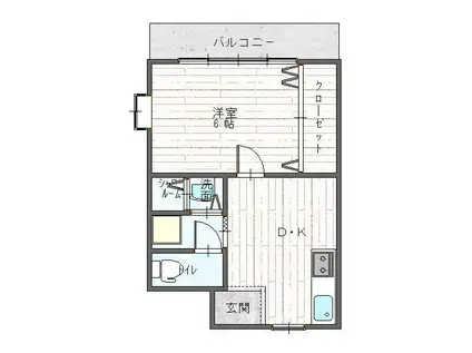 サンファミリー豊岡(1DK/10階)の間取り写真