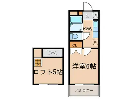 ラフォーレ司(1K/2階)の間取り写真