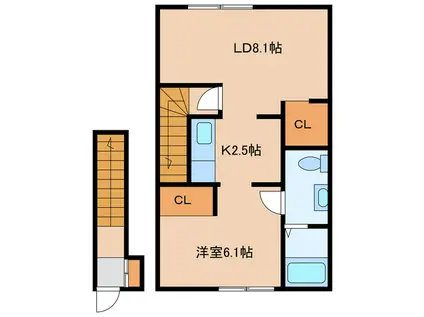 ALPHA BASE アルファ ベース(1LDK/2階)の間取り写真